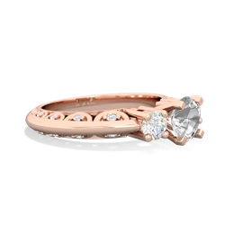 White Topaz Art Deco Diamond 6Mm Round Engagment 14K Rose Gold ring R2003