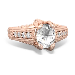 White Topaz Antique Style 14K Rose Gold ring R2028
