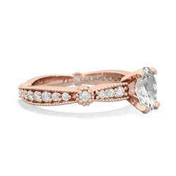 White Topaz Sparkling Tiara 7X5mm Oval 14K Rose Gold ring R26297VL