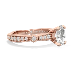 White Topaz Sparkling Tiara 8X6 Oval 14K Rose Gold ring R26298VL