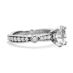 White Topaz Sparkling Tiara 8X6 Oval 14K White Gold ring R26298VL