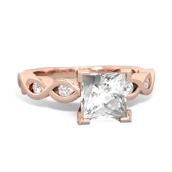 White Topaz Infinity 6Mm Princess Engagement 14K Rose Gold ring R26316SQ