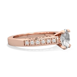 White Topaz Art Deco Engagement 7X5mm Oval 14K Rose Gold ring R26357VL