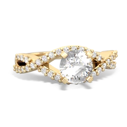 White Topaz Diamond Twist 14K Yellow Gold ring R26406RD