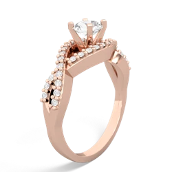 White Topaz Diamond Twist 5Mm Round Engagment  14K Rose Gold ring R26405RD