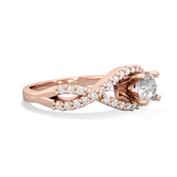 White Topaz Diamond Twist 5Mm Round Engagment  14K Rose Gold ring R26405RD