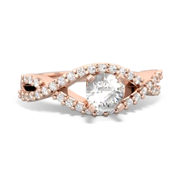 White Topaz Diamond Twist 5Mm Round Engagment  14K Rose Gold ring R26405RD