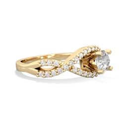 White Topaz Diamond Twist 5Mm Round Engagment  14K Yellow Gold ring R26405RD