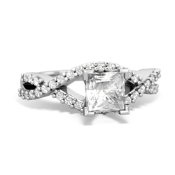 White Topaz Diamond Twist 5Mm Square Engagment  14K White Gold ring R26405SQ