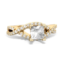 White Topaz Diamond Twist 5Mm Square Engagment  14K Yellow Gold ring R26405SQ