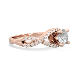 White Topaz Diamond Twist 6Mm Round Engagment  14K Rose Gold ring R26406RD