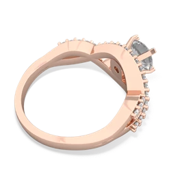 White Topaz Diamond Twist 6Mm Round Engagment  14K Rose Gold ring R26406RD