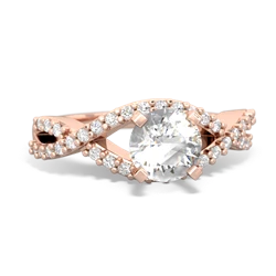 White Topaz Diamond Twist 6Mm Round Engagment  14K Rose Gold ring R26406RD