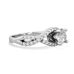 White Topaz Diamond Twist 6Mm Round Engagment  14K White Gold ring R26406RD