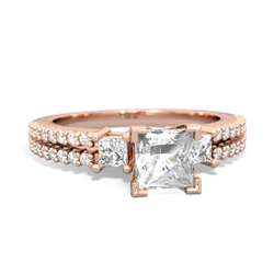 White Topaz Classic 5Mm Square Engagement 14K Rose Gold ring R26435SQ