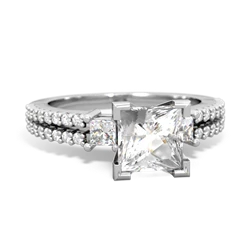 White Topaz Classic 6Mm Princess Engagement 14K White Gold ring R26436SQ