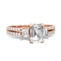 White Topaz Classic 7X5mm Emerald-Cut Engagement 14K Rose Gold ring R26437EM