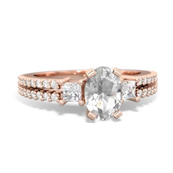 White Topaz Classic 7X5mm Oval Engagement 14K Rose Gold ring R26437VL