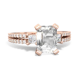 White Topaz Classic 8X6mm Emerald-Cut Engagement 14K Rose Gold ring R26438EM