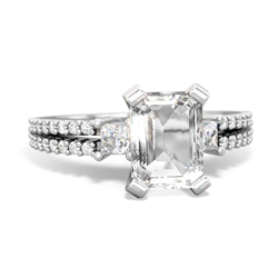 White Topaz Classic 8X6mm Emerald-Cut Engagement 14K White Gold ring R26438EM