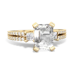 White Topaz Classic 8X6mm Emerald-Cut Engagement 14K Yellow Gold ring R26438EM