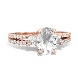 White Topaz Classic 8X6mm Oval Engagement 14K Rose Gold ring R26438VL