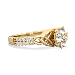 White Topaz Celtic Knot Engagement 14K Yellow Gold ring R26443RD