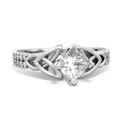 Thumbnail for White Topaz Celtic Knot Engagement 14K White Gold ring R26445SQ - top view