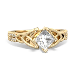 Thumbnail for White Topaz Celtic Knot Engagement 14K Yellow Gold ring R26445SQ - top view