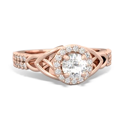 White Topaz Celtic Knot Halo 14K Rose Gold ring R26445RH