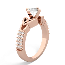 White Topaz Celtic Knot 5Mm Square Engagement 14K Rose Gold ring R26445SQ