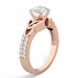 White Topaz Celtic Knot 6Mm Round Engagement 14K Rose Gold ring R26446RD