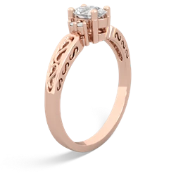 White Topaz Filligree Scroll Oval 14K Rose Gold ring R0812