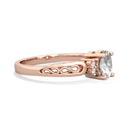 White Topaz Filligree Scroll Oval 14K Rose Gold ring R0812