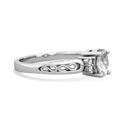 White Topaz Filligree Scroll Oval 14K White Gold ring R0812