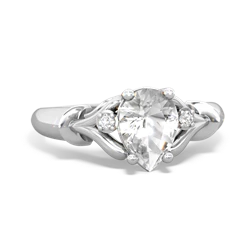 White Topaz Precious Pear 14K White Gold ring R0826