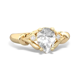 White Topaz Precious Pear 14K Yellow Gold ring R0826