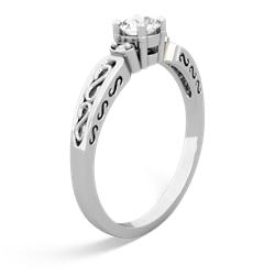 White Topaz Filligree Scroll Round 14K White Gold ring R0829