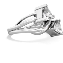 White Topaz Split Band Swirl 14K White Gold ring R2341