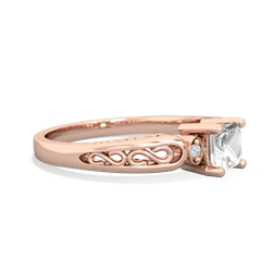 White Topaz Filligree Scroll Square 14K Rose Gold ring R2430