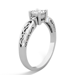 White Topaz Filligree Scroll Square 14K White Gold ring R2430