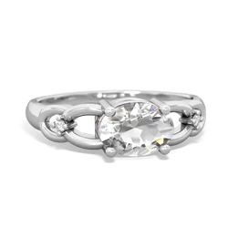 White Topaz Links 14K White Gold ring R4032