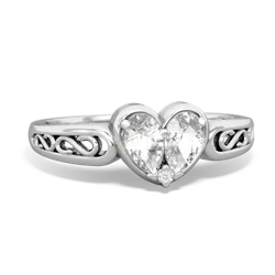 White Topaz Filligree 'One Heart' 14K White Gold ring R5070