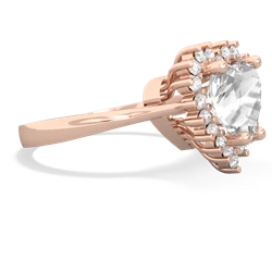 White Topaz Sparkling Halo Heart 14K Rose Gold ring R0391