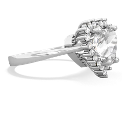 White Topaz Sparkling Halo Heart 14K White Gold ring R0391