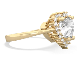 White Topaz Sparkling Halo Heart 14K Yellow Gold ring R0391