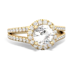 Thumbnail for White Topaz Pave Halo 14K Yellow Gold ring R5490 - top view