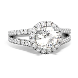 White Topaz Pave Halo 14K White Gold ring R5490