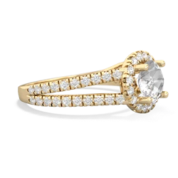 White Topaz Pave Halo 14K Yellow Gold ring R5490