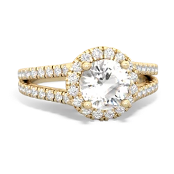 White Topaz Pave Halo 14K Yellow Gold ring R5490